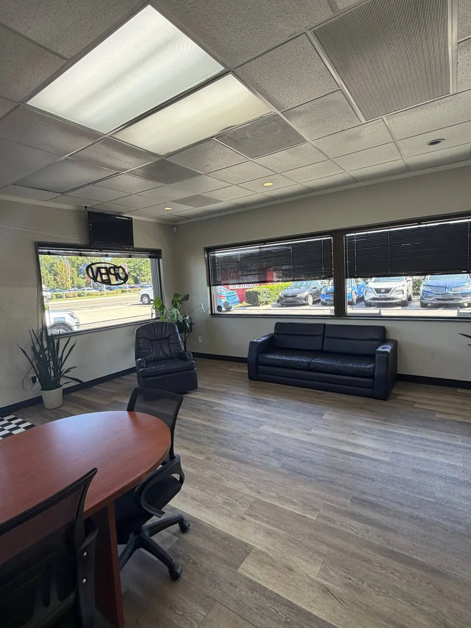 Sofa and armchair in the GTS guest waiting area